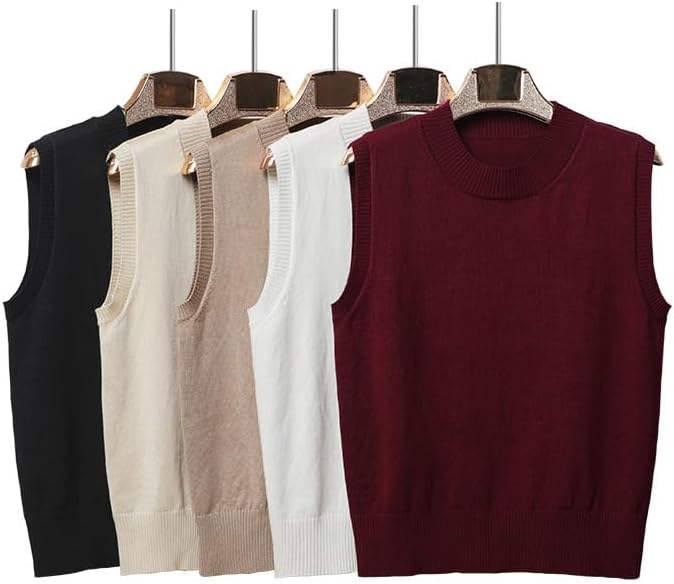 Women's Sweater Vest Crew Neck Sleeveless Pullover Sweater Classic Basic Solid Ribbed Knit Tank Tops - Image 5