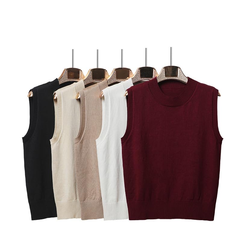 Women's Sweater Vest Crew Neck Sleeveless Pullover Sweater Classic Basic Solid Ribbed Knit Tank Tops4