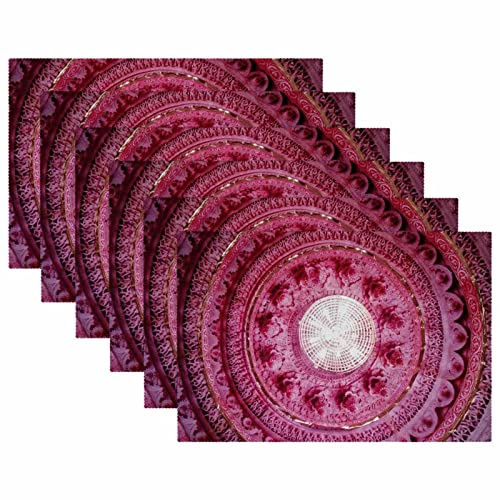 Set de table en tissu avec dentelle de finition soignée de table rose
