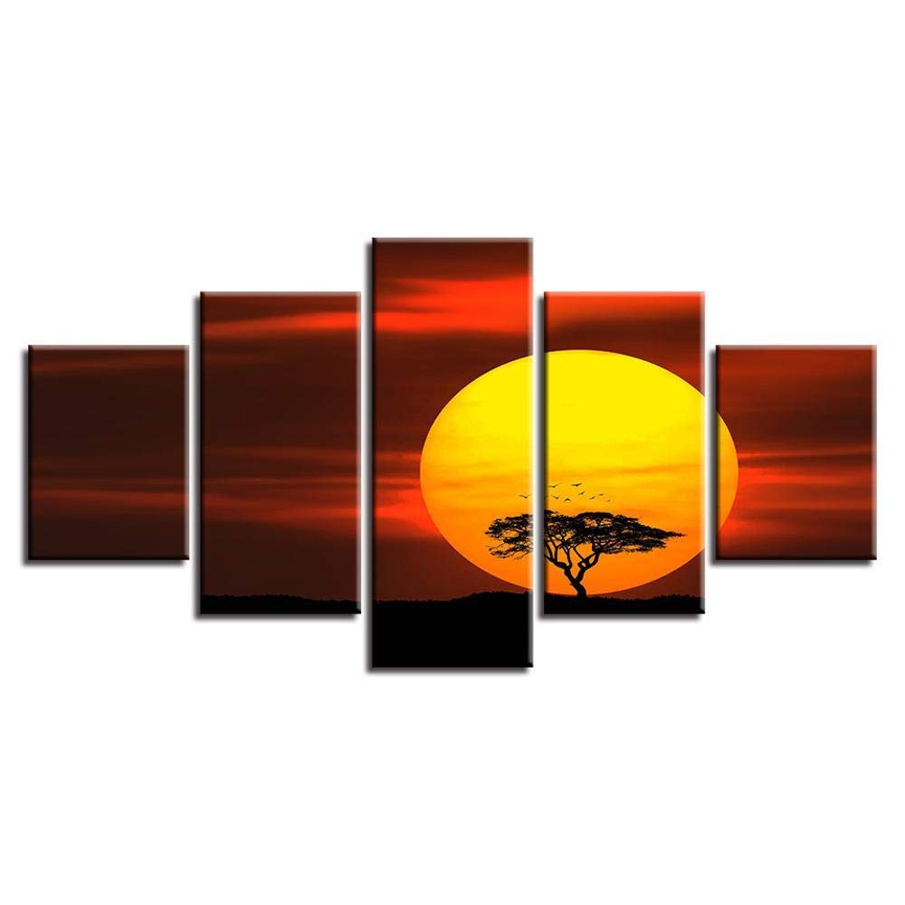 Peinture moderne africaine prairie sunset, toile art mural salon HD