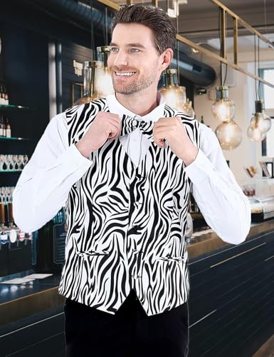 2-Piece Party Suit Vest for Men, Animal Print Waistcoat Vest & Bow Tie2