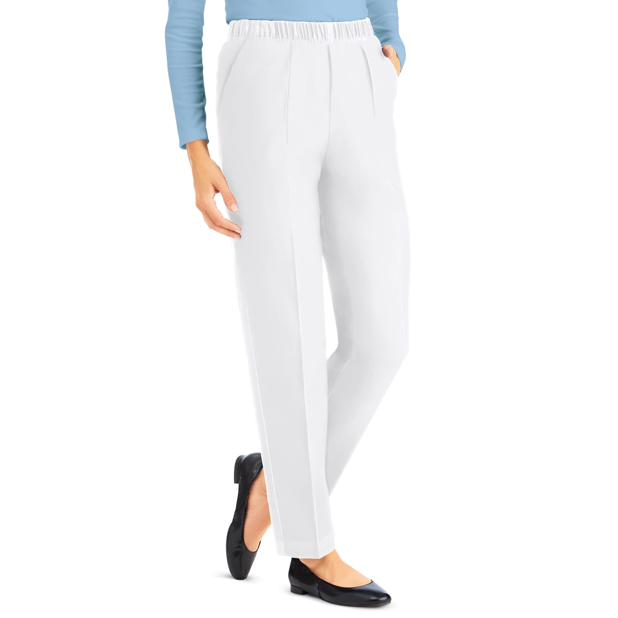 Collections Etc Womens Ladies Pull-On Twill Elasticized Waist Pants Navy Large