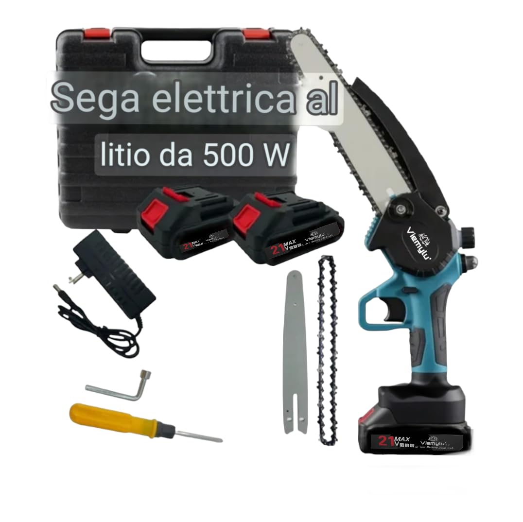 8 Pollici Mini Motosega a Batteria 2000mAh Brushless, Sega a Batteria per Potatura con Oliatore Automatico, 2 Batterie e Caricatore, Motosega Elettrica Per il Taglio del Legno