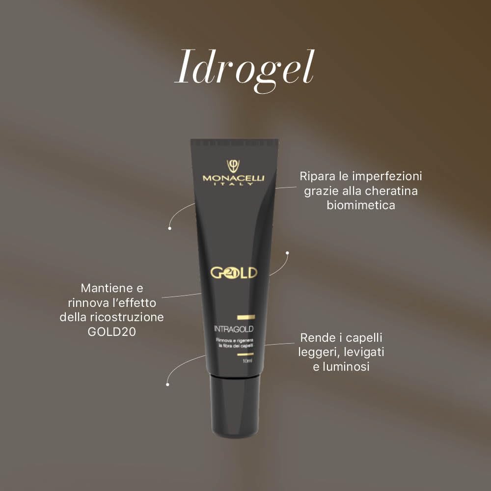 Monacelli Intragold 10ml Idrogel che ripara le imperfezioni della cuticola grazie alla Cheratina Biomimetica