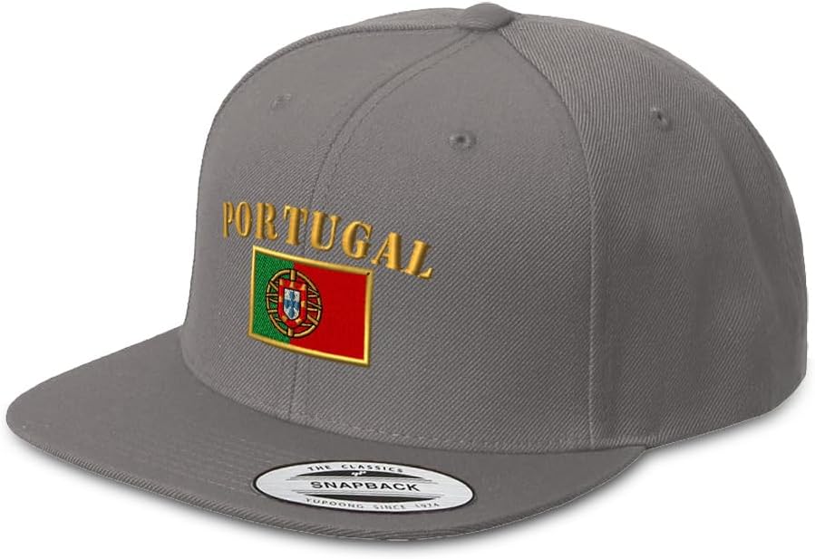 Custom Snapback Hat for Men Flat Brim Hats Portugal Flag Embroidery Embroidered Flat Bill Hat Acrylic