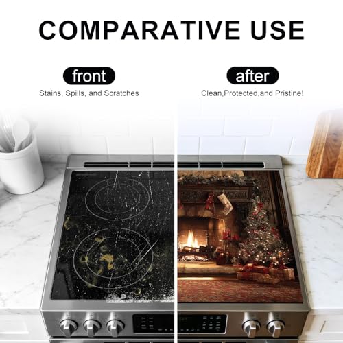 Image of Christmas Tree Fireplace Gift Scene Stove Cover 28.35x20.47in