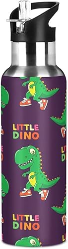 Miniatura 8 de Insulated Stainless Steel Water Bottle with Straw 20 Oz, BPA-Free Sport Water Bottle Insulated for Gym Outdoor Travel School, Cute Green Cartoon