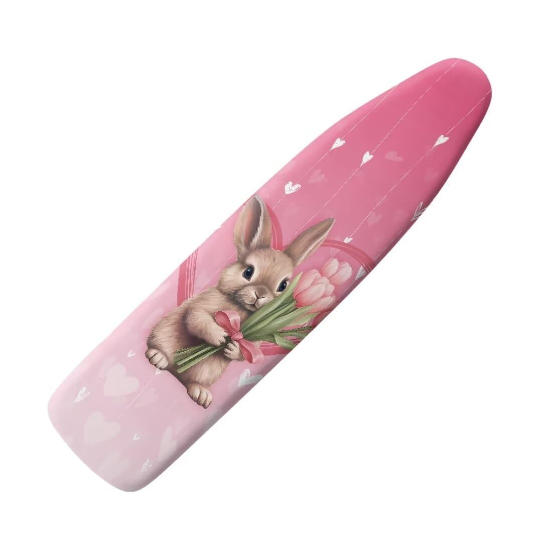 Nghmk Rabbit Floral Funny Ironing Board Cover Standard Size Fits Most Standard Iron Boards With 100% Cotton,Easy To Install