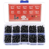 qxayxa – 520 Stk. Selbstschneidende Schrauben M2-M3 TORX schwarz