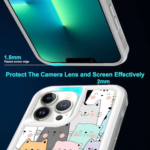 Candykisscase Case for iPhone 13 Pro, Cute Cats Funny Pattern Shock-Absorption Hard PC and Inner Silicone Hybrid Dual Layer Armor Defender Case for iPhone 13 Pro - image 5