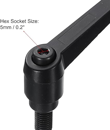 Miniatura 60 de uxcell 5 piezas de manija de palanca de sujeción ajustable M8 x 0.630 in óxido negro métrico acero al carbono macho roscado perillas de mano