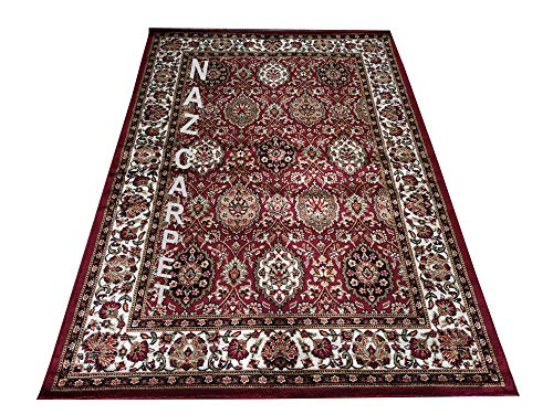 Image of Kashmiri Traditional Woollen Carpet with Advanced 1 Inch Thickness & Classical Look 275x360cm (9x12 Feet) Color Maroon