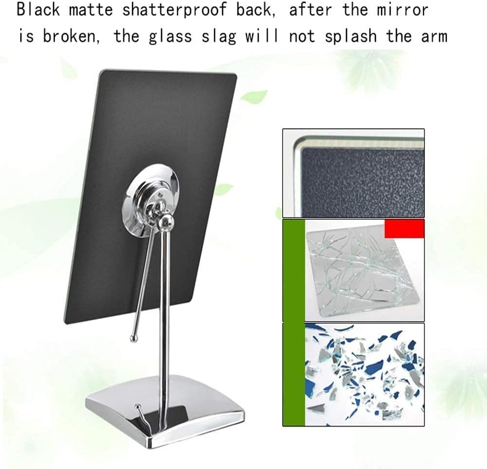 ZBQLKM Mirrors Makeup Mirror, Rectangular Vanity Mirror,360°Rotation Folding Portable Desk Vanity Mirror with Stand Shower Shaving Cosmetic Mirror Square Bathroom Beauty Mirror