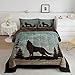 Wolf Bedding Set Comforter Set Rustic Western Farmhouse Comforter Cover for Boys Girls Children Teens Bedroom Decor Retro Wildlife Animal Duvet Set Full Size with 2 Pillow Case