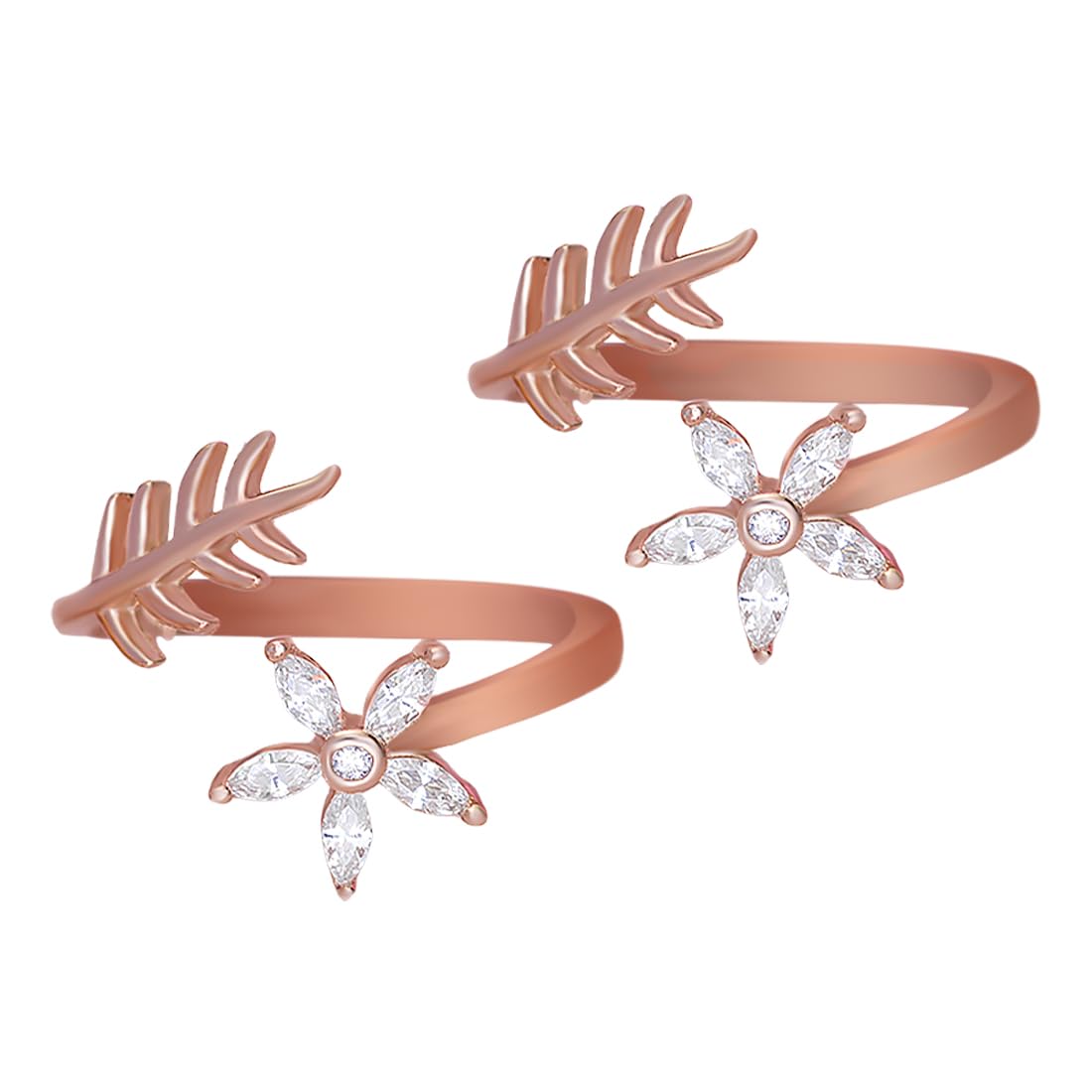 zavya 925 Sterling Silver Rose Gold Plated Designer Toe Ring Pair for Women | Stylish Silver Jewellery | With Certificate of Authenticity and 925 Hallmark-picture-31