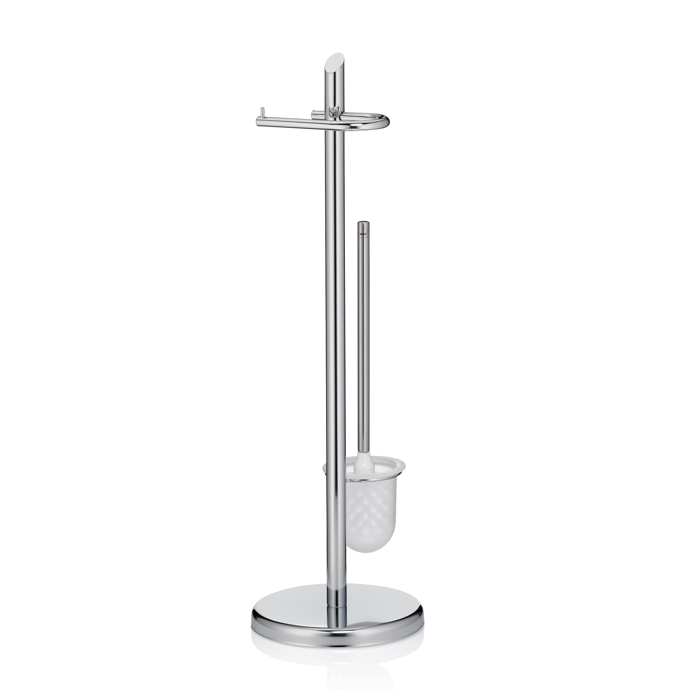 kela WC Garnitur mit Toilettenpapierhalter und Bürstentopf 73cm, Toilettenbürste mit offenem Klobürstenhalter Ken, Metall glänzend