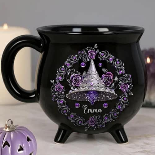 Custom 12oz Ceramic Cauldron Coffee Mug - Personalized Halloween Witchy Gifts For Besties, Sisters, BFF, Family, Yourself - Mystic Witch Vibes