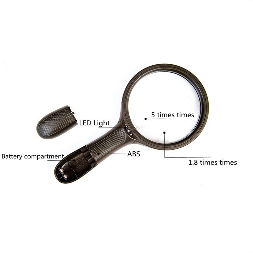 Handgehaltener Glas-Alter-Mann-Lese-LED-Licht-HD-Geschenk-Metalllupenteller