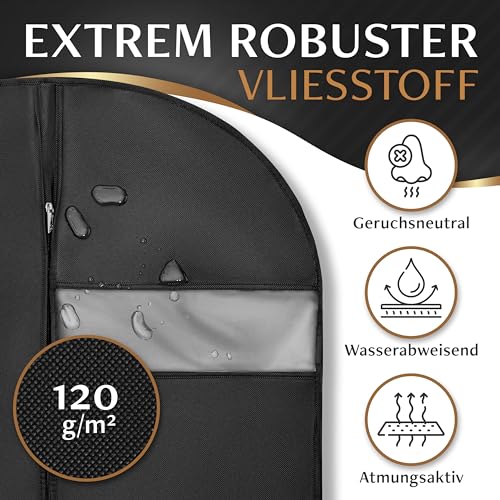 Bruce.® Großer Kleidersack 120 x 60 x 12 cm – Atmungsaktive Kleiderhülle für 4–6 Teile wie Anzug, Kleid & Jacke – 120 GSM Materialstärke – Ideal für Reisen & Aufbewahrung - Kleidersäcke herren