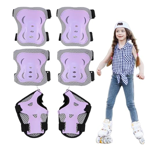 子供用自転車保護具、子供用膝パッドと肘パッドセット、通気性があり、調節可能で柔軟なスケートボードガード。ユース、女の子、男の子、サイクリング、ローラーブレード、スケート活動に。