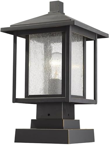 Z-Lite 554PHMS-SQPM-ORB 1 lámpara de montaje en muelle para exteriores, bronce aceitado, 16.77x9.00x9.00