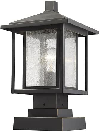 Z-Lite 554PHMS-SQPM-ORB 1 Light Outdoor Pier Mounted Fixture, Oil Rubbed Bronze, 16.77x9.00x9.00
