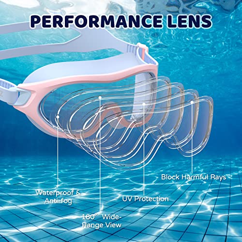 Copozz Swimming Goggles For Kids 6-14, Wide View Youth Swim Goggles No Leaks Antifog Crystal Clear Water Pool Swim #TOP2