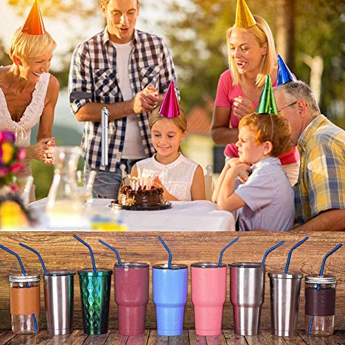 Image of STAR WORK - Metal Straws Stainless Steel Straws 8.5 inch Drinking Straws Reusable 4 Set and 1 cleaning Brush for Picnic,Travelling,Home,Bars (BLUE)
