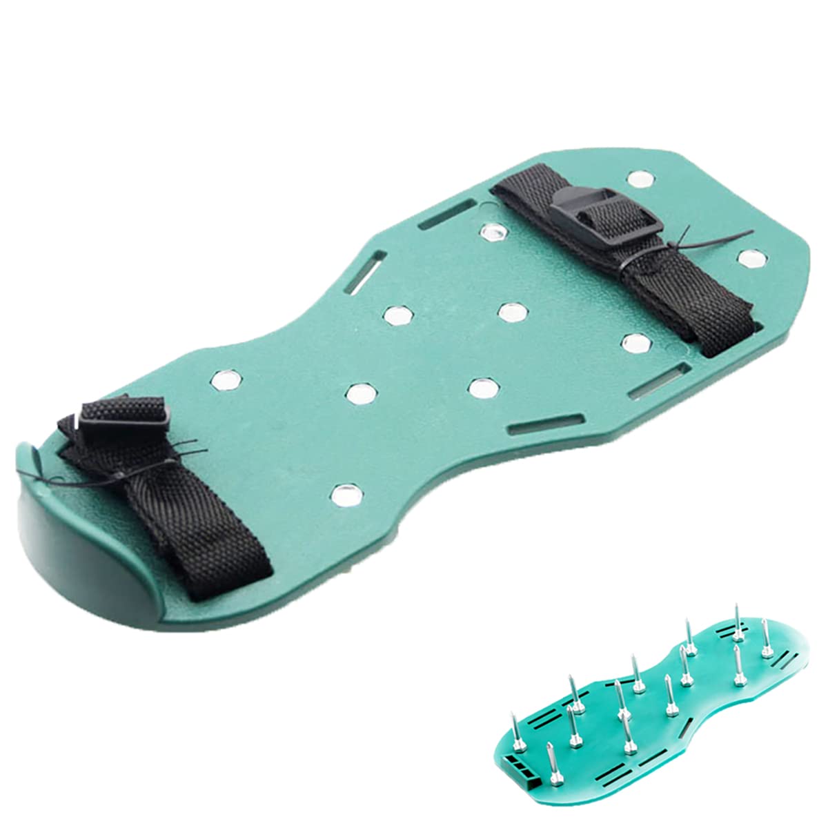 Powertool Rasenbelüfter-Schuhe, 3 Paar, Belüftungsschuhe mit 26 Spikes, für Rasen, Garten, Boden, Gras, Belüftung – Universalgröße (grün)