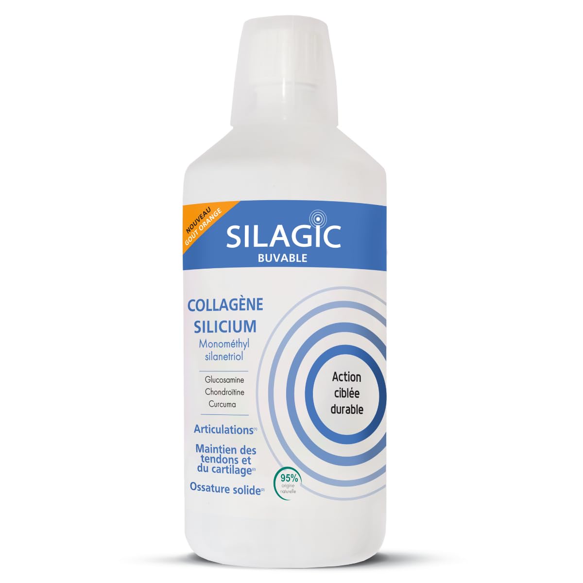 SILAGIC - Solution Buvable au Collagène & Silicium Organique - Avec Chondroïtine, Glucosamine & Curcuma - Articulations Sensibles - Confort Articulaire & Ossature Renforcée - Fabriqué en France - 1L
