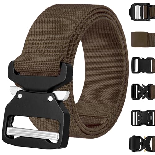 TECEUM Belt – Brown B7 M – Heavy-Duty, Work, Hiking, Rigger, EDC Men’s Belts – Quick-Release – Nylon Web