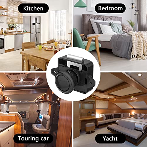 10 Stück Wohnmobil Schlösser, Metall Push Button Catch Door Lock Möbelschloss Schrank Schloss Cabinet Locks Drehknopf Schloß Tür Verschluss für Wohnmobil Caravan Yacht Schrank Tür, Schwarz