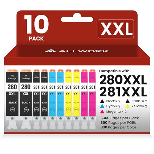 Image of PGI-280XXL CLI-281XXL Ink Combo Compatible for Canon TR8620a, 10-Pack | ues for TR8620 TS702a TS9520 TS9521C TR8520 TS6220 TS6320 TS8220.