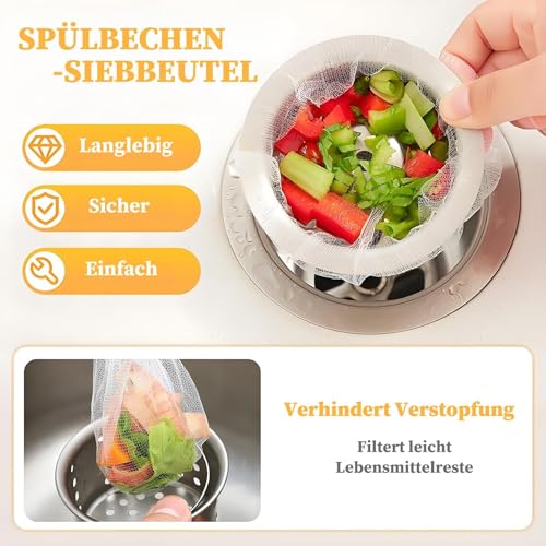 HSYTEK 400 Stück Einweg Sink Filter, Sieb für Spülbecken, Verstopfungssicher Abflusssieb Küchenspüle, Elastisch Mesh Waschbecken Sieb, Sink Strainer für Küche, Badezimmer, Waschbecken (4 x 100 Stück)