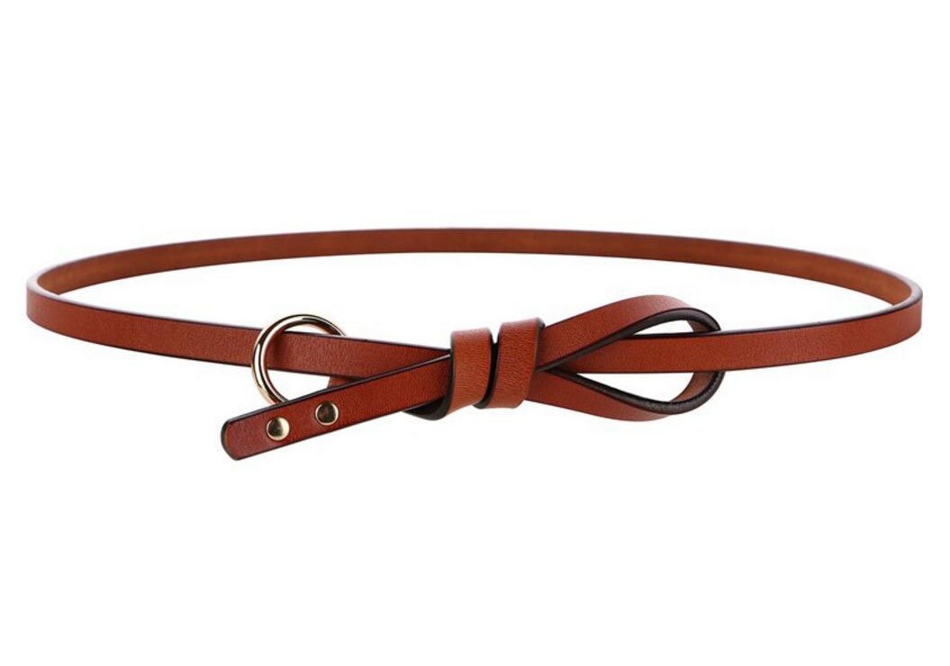 Oyccen Women's Brown Diyafas Skinny Belt Leather Knotted Waistband Dress Decoration Thin Belts