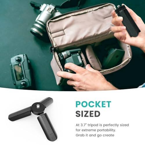 Image of Zibuyu Mini Tripod Desktop Stand Stabilizer Holder, 1 /4 inch Screw, Compatible with GoPro, Small DSLR, Camera, Pocket Projector, Black