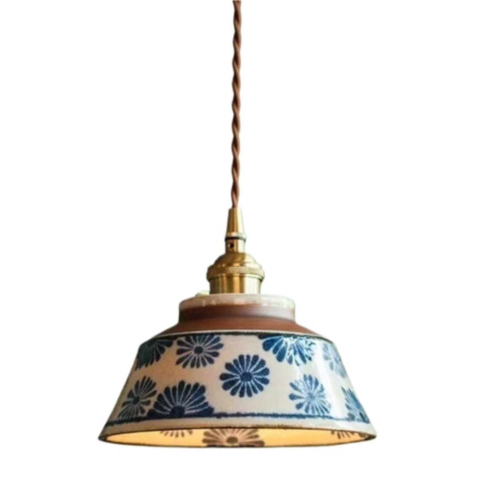 FEITENGDA Conical Ceramic Pendant Lamp Aluminum Pendant Shade