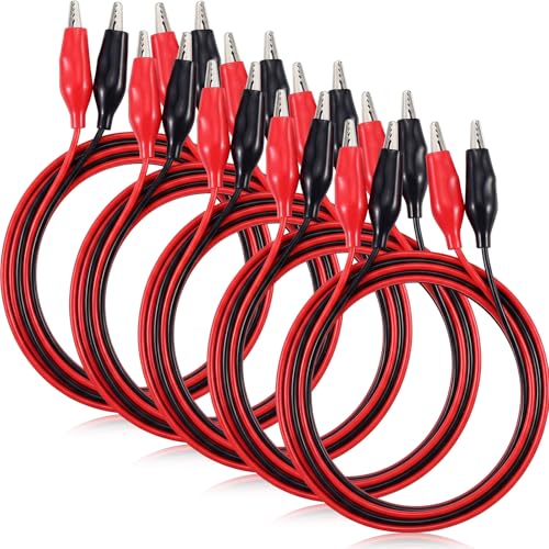 Image of EBOOT 10 Pcs Alligator Clips Electrical, 40 Inches Test Leads with Alligator Clips, Double-ended Jumper Wires for Electrical Testing, Circuit Connection, Experiment