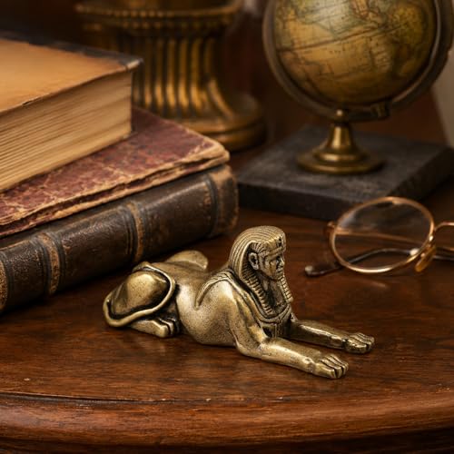 Estatua Esfinge de Latón Antigua para Decoración miniatura 4