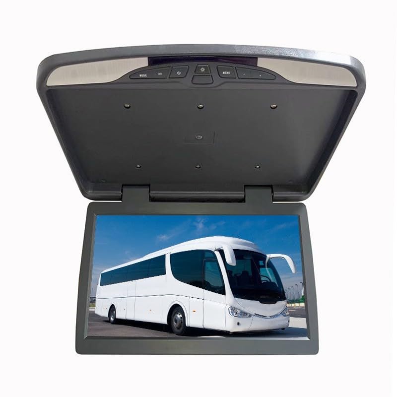 17.3" Wide IPS Screen Video Car Overhead Player Car Roof Mount Monitor Stereo Flip Down Overhead Car Monitor Remote Control NO DVD（Grey）