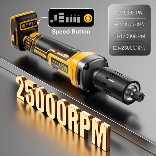 Image of Die Grinder for 20V MAX Battery, Cordless Die Grinder with 25000RPM Brushless Motor, 1 /4 inch Precision Collect, Variable Speed Grinder for Metal Wood Grinding Cut Sanding (Battery not Included)