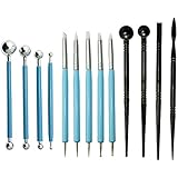 BIGTEDDY - 13pcs Polymer Modeling Clay Sculpting Tools, Dotting Pen, Silicone Tips, Ball Stylus, Pottery Ceramic Clay Indentation Tools Set Also for Cake Fondant Decoration and Nail Art