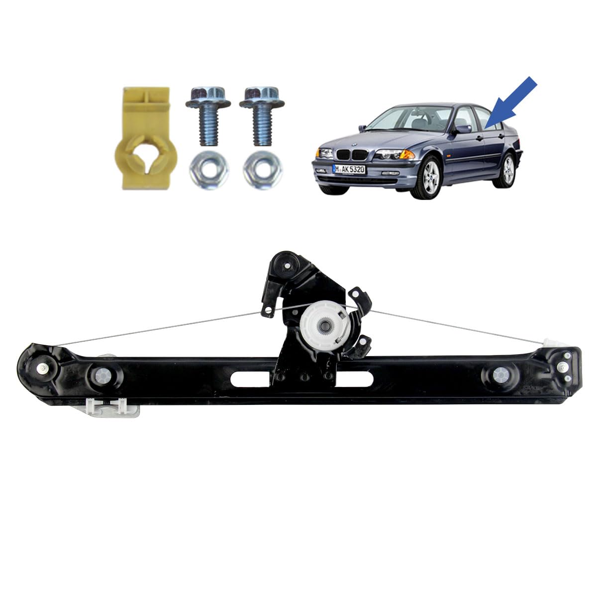 RAAMMECHANISME LINKS VOOR ELEKTRISCH Zonder MOTOR 4-deurs BMW E46 0646265 Van Wezel