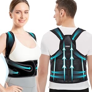 Vicorrect Posture Corrector for Women and Men: Back Support Brace Relieve Upper Back Shoulders Pain (Black, Large)