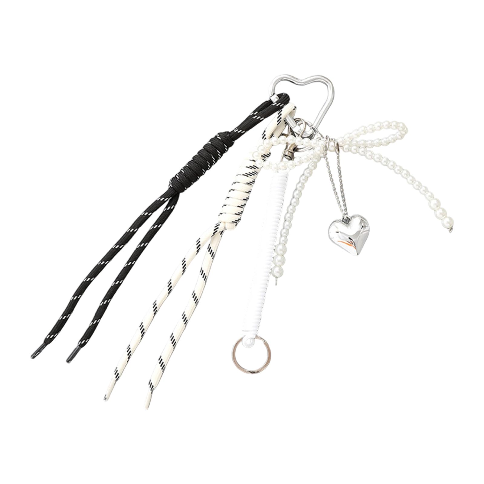 Jazuaiao Pearls Tassels Bows Bag Charm Decoration Unique Keychain Phone Ornament Bag Pendant Accessory for Daily Use Trendy Purse Decoration