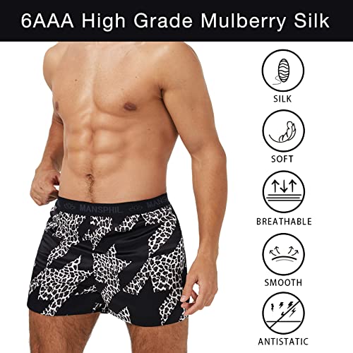 MANSPHIL 100% Silk Boxers for Men, 6A Grade Mulberry Silk Underwear Pajamas Shorts2