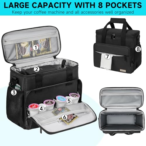 Image of Coffee Maker Travel Bag Compatible with Keurig K-Mini Mate /Mate Plus,Single Serve Coffee Brewer Carrying Case with Multiple Pockets for K-Cup Pods & Accessories,Gift for Coffee Lovers,Easy-Clean,Black