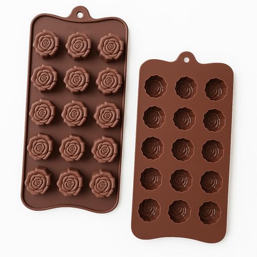 Onlineforu LTD Molde de silicona con forma de rosa – Molde de chocolate, cera, gelatina y caramelos | Antiadherente, reutilizable y flexible | Bandeja de silicona multiusos para jabones de bricolaje