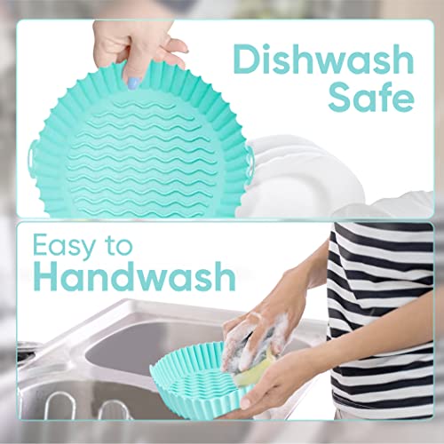 Image of Silicone Air Fryer Liners, 2Pcs 8.5 inch Reusable Non-Stick Air Fryer Basket Oven Accessories