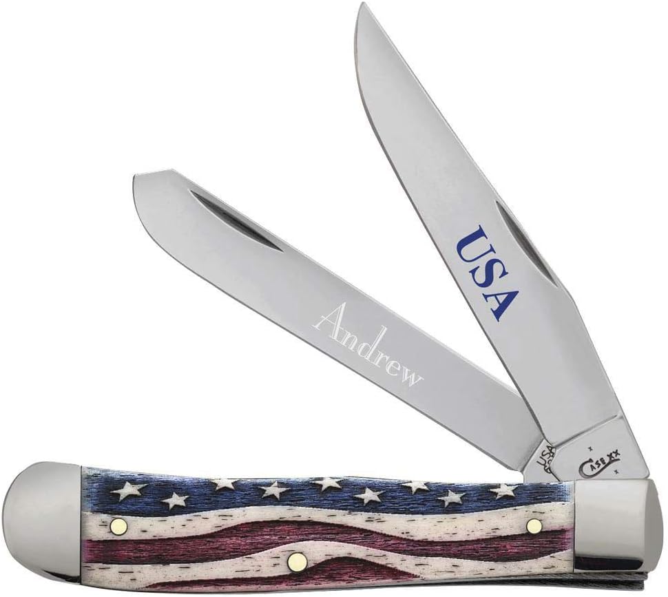 Personalized Case Star Spangled Natural Bone Color Wash Trapper with Free Laser Engraving